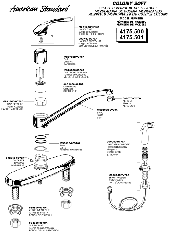 American Standard Kitchen Faucet Parts - Delta Faucet Replacement Parts